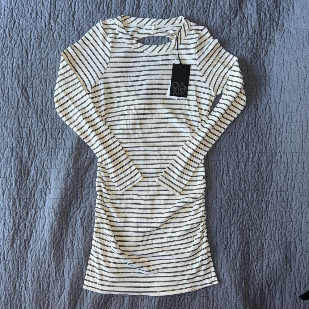 Chaser Striped Long Sleeve Knit Dress